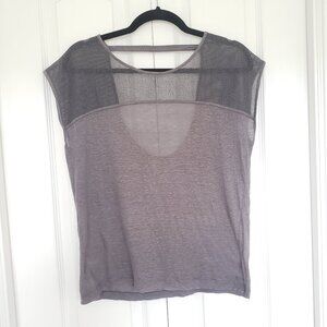 Club Monaco Grey Round Neck Sleeveless shirt with Mesh Detail